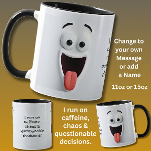 Caffeine Chaos, Add Name Message,  Expressive Face Mug