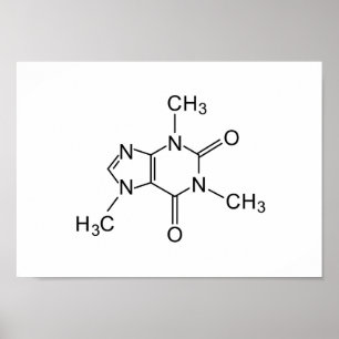 caffeine chemical formula coffee chemistry element poster