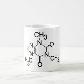 Caffeine, chemical symbol coffee mug