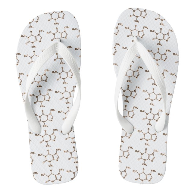 Caffeine Coffee Molecular Chemical Formula Flip Flops (Footbed)