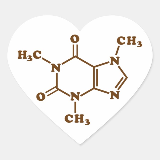 Caffeine Coffee Molecular Chemical Formula Heart Sticker (Front)