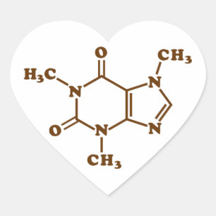 Caffeine Coffee Molecular Chemical Formula Heart Sticker
