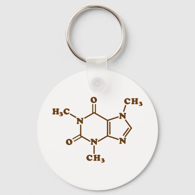Caffeine Coffee Molecular Chemical Formula Key Ring (Front)