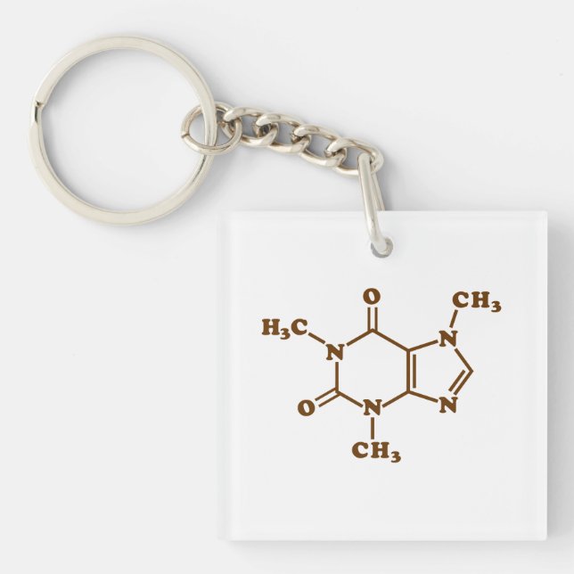 Caffeine Coffee Molecular Chemical Formula Key Ring (Front)