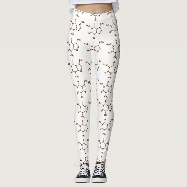 Caffeine Coffee Molecular Chemical Formula Leggings (Front)