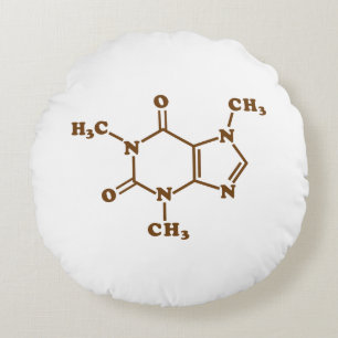 Caffeine Coffee Molecular Chemical Formula Round Cushion