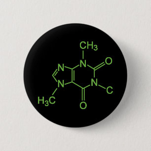Caffeine Coffee Molecule Chemical Diagram 6 Cm Round Badge