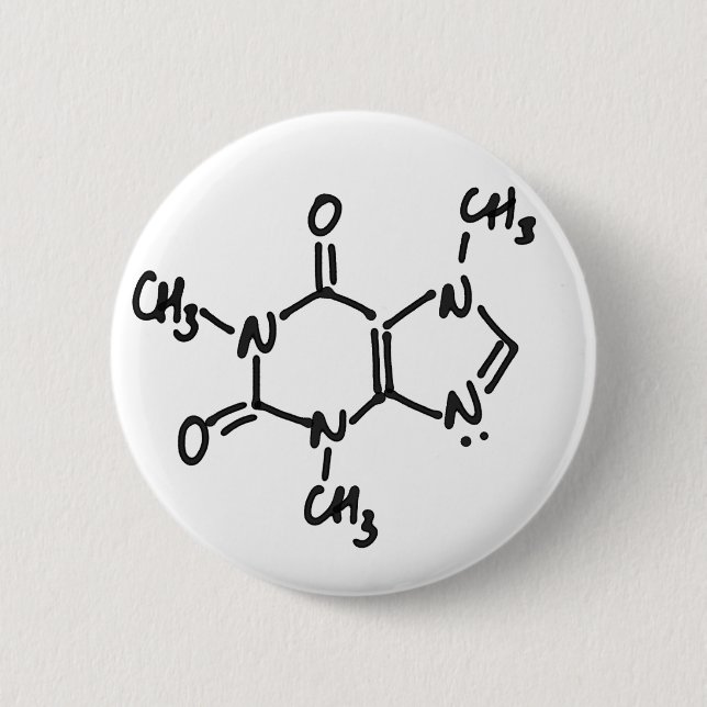 Caffeine (Coffee / Tea Alkaloid) Button, Any 6 Cm Round Badge (Front)