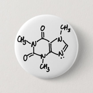 Caffeine (Coffee / Tea Alkaloid) Button, Any 6 Cm Round Badge