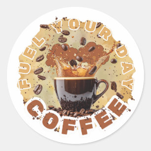 Caffeine First  Classic Round Sticker