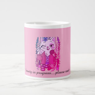 caffeine first, eyeliner second large coffee mug
