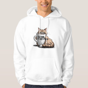 Caffeine First Hoodie for Coffee & Cat Addicts