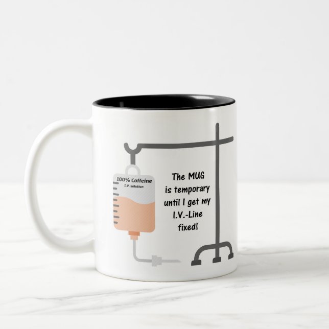 Caffeine Joke Mug-2 Two-Tone Coffee Mug (Left)