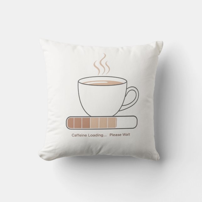 Caffeine Loading -Minimalist Funny Coffee Line Art Cushion (Front)