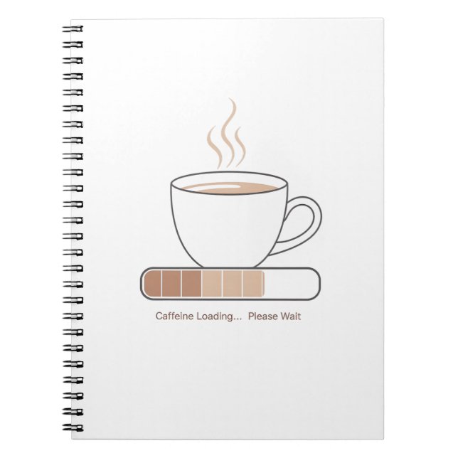 Caffeine Loading -Minimalist Funny Coffee Line Art Notebook (Front)