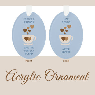 Caffeine love hearts for coffee lover blue  ornament