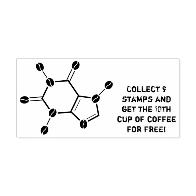 caffeine molecular beans rubber stamp (Imprint)