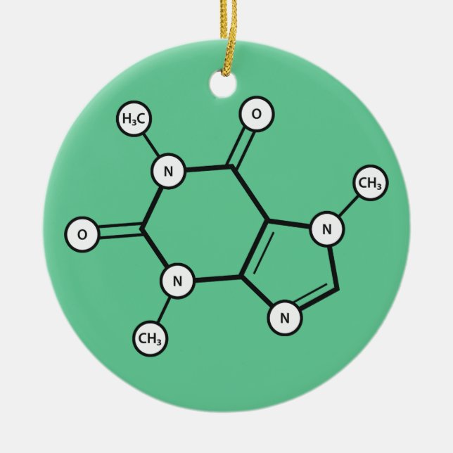 caffeine molecular structure ceramic tree decoration (Front)