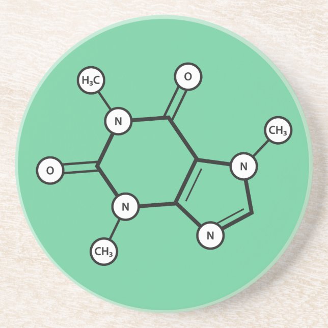 caffeine molecular structure coaster (Front)