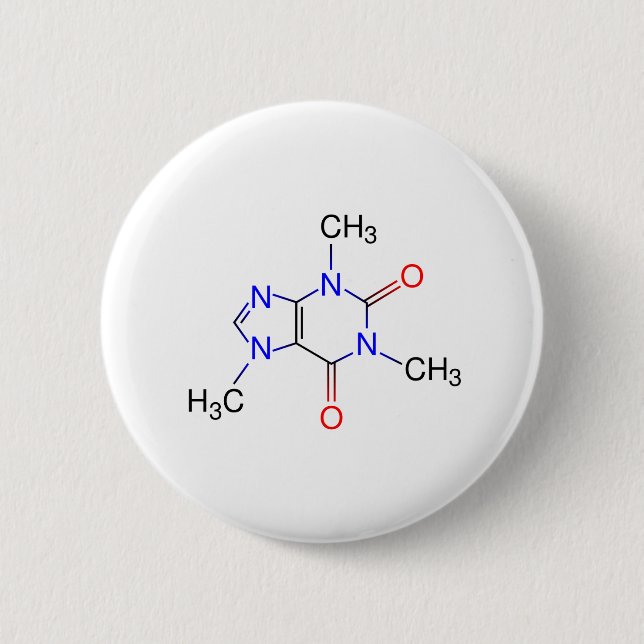 Caffeine Molecule 6 Cm Round Badge (Front)