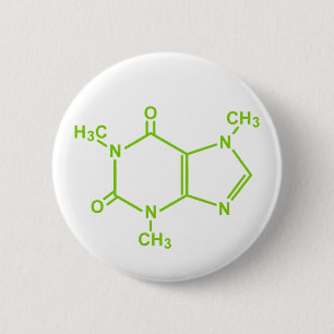 Caffeine Molecule 6 Cm Round Badge