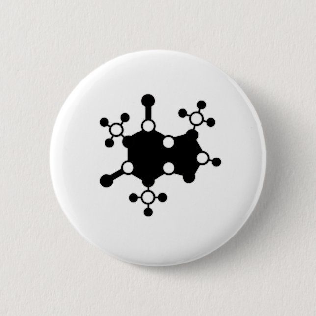 Caffeine Molecule 6 Cm Round Badge (Front)