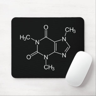 Caffeine Molecule Black Mouse Pad