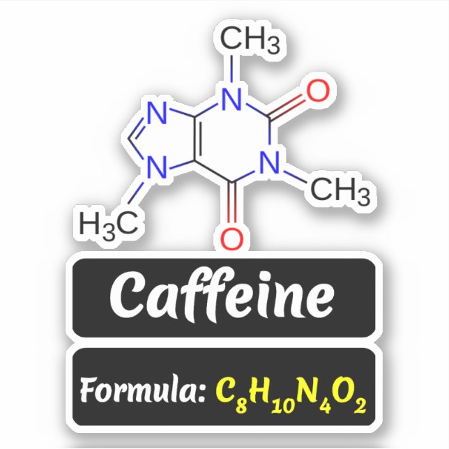 Caffeine Molecule (Chemical Structure Formula) (Front)