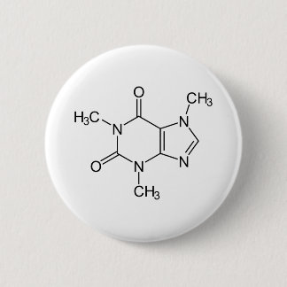 Caffeine Molecule Chemistry Coffee Atoms 6 Cm Round Badge