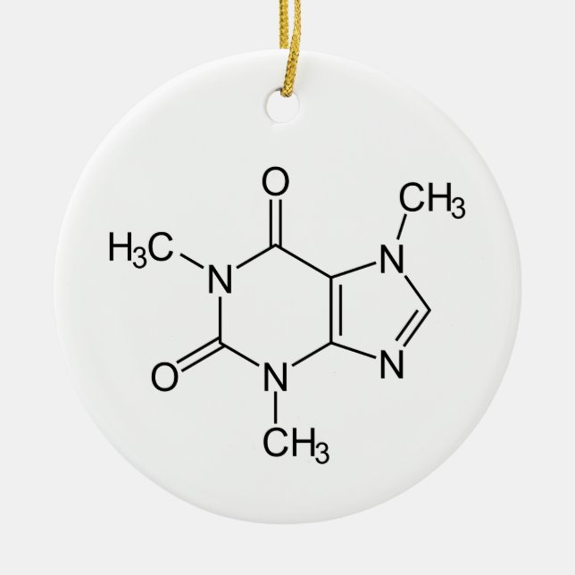Caffeine Molecule Chemistry Coffee Atoms Ceramic Tree Decoration (Front)