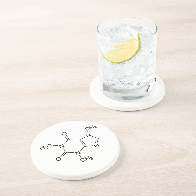 Caffeine Molecule Chemistry Coffee Atoms Coaster (Side)
