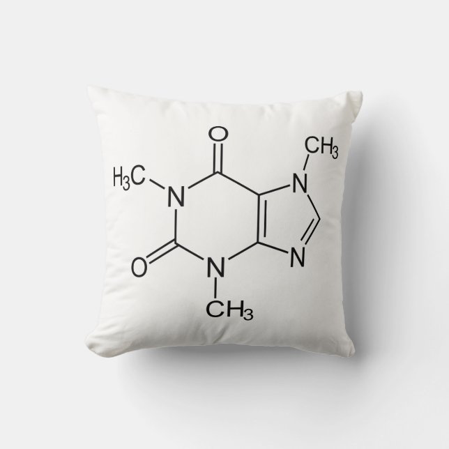 Caffeine Molecule Chemistry Coffee Atoms Cushion (Front)