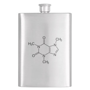 Caffeine Molecule Chemistry Coffee Atoms Hip Flask