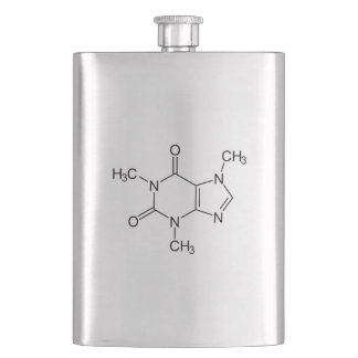 Caffeine Molecule Chemistry Coffee Atoms Hip Flask