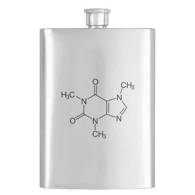 Caffeine Molecule Chemistry Coffee Atoms Hip Flask (Front)