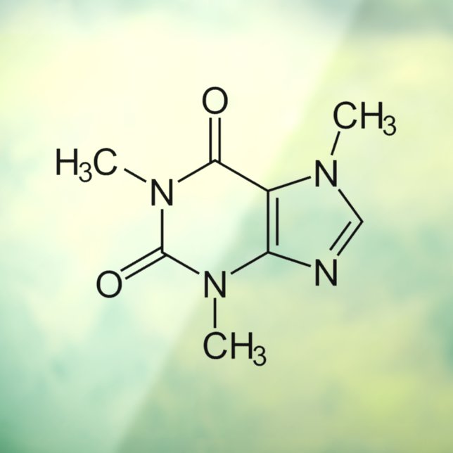 Caffeine Molecule Chemistry Coffee Atoms Window Cling (Sheet 3)