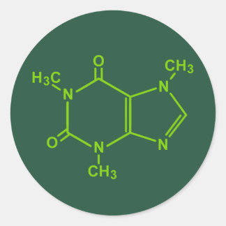 Caffeine Molecule Classic Round Sticker