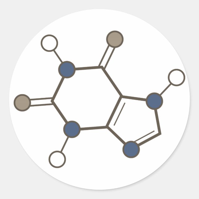 caffeine molecule classic round sticker (Front)