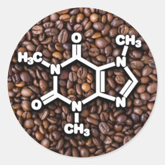 Caffeine Molecule Coffee Beans Classic Round Sticker