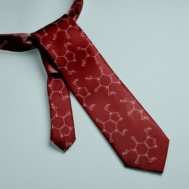 Caffeine Molecule Coffee Lovers Red Tie (Creator Uploaded)