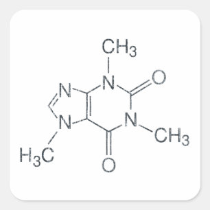 Caffeine Molecule for Coffee Lovers Square Sticker