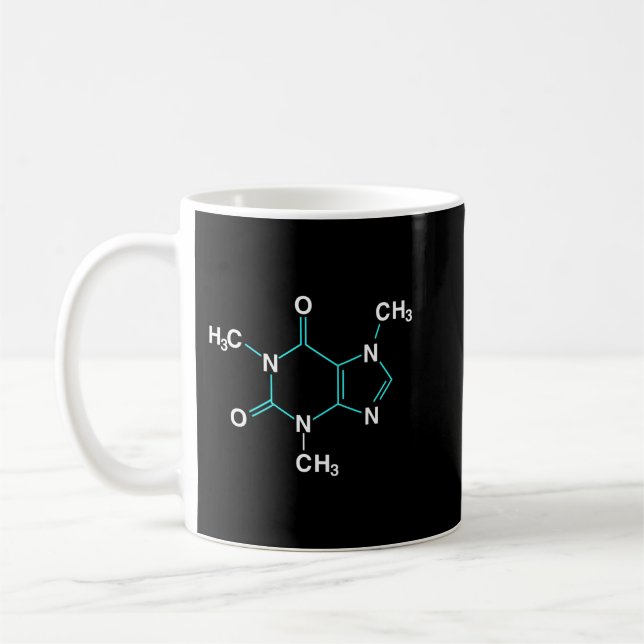 Caffeine Molecule - Funny Coffee Chemistry Pullove Coffee Mug (Left)