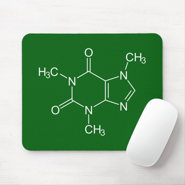 Caffeine Molecule Green Mouse Pad (With Mouse)