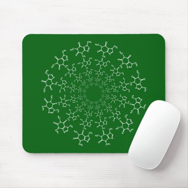 Caffeine Molecule Green Mouse Pad (With Mouse)