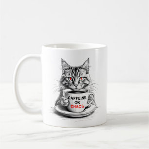 Caffeine Or Chaos Cat Coffee Lover Mug