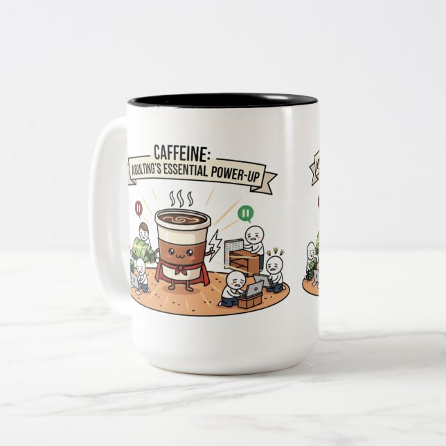 Caffeine Power Up Mug – Funny Adulting Coffee Cup (Front Left)