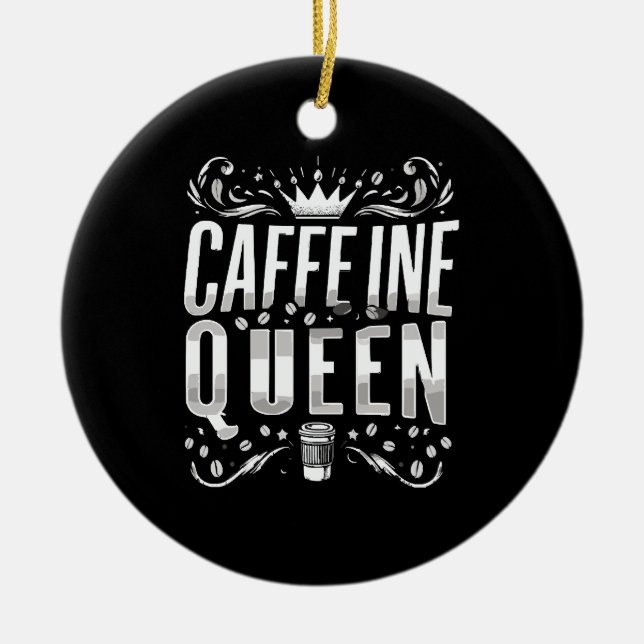caffeine queen ceramic tree decoration (Front)