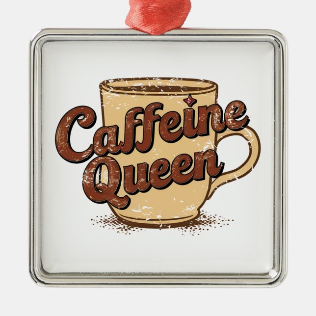 Caffeine Queen Metal Tree Decoration (Front)