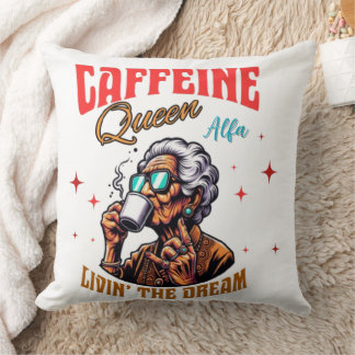 Caffeine Queen Throw Pillow | Cosy Coffee