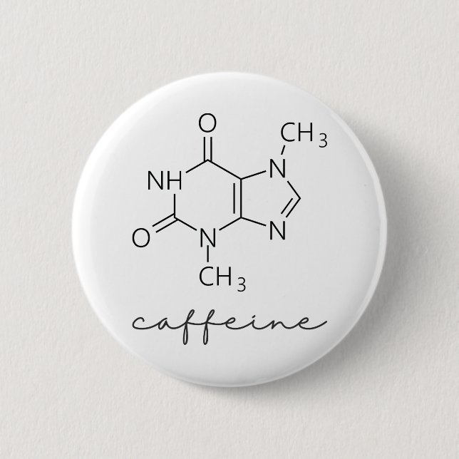 Caffeine Structure 6 Cm Round Badge (Front)